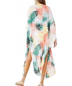 Women's Chiffon Kimono Loose Cardigan Lightweight Cover Up - 8857 Chiffon Green - CC193TRXX4D $21.40-Cover-Ups