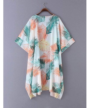 Women's Chiffon Kimono Loose Cardigan Lightweight Cover Up - 8857 Chiffon Green - CC193TRXX4D $21.40-Cover-Ups