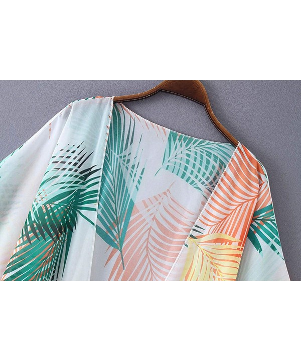 Women's Chiffon Kimono Loose Cardigan Lightweight Cover Up - 8857 Chiffon Green - CC193TRXX4D $21.40-Cover-Ups