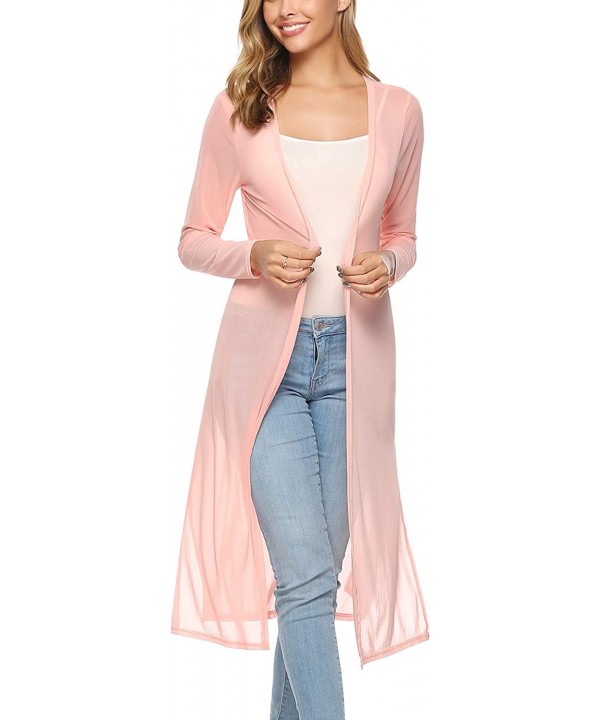 Women's Long Sleeve Cardigans Open Front Draped Kimono Loose Cardigan - Pink - CW18T7NA50R $16.10-Cover-Ups