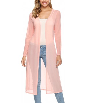 Women's Long Sleeve Cardigans Open Front Draped Kimono Loose Cardigan - Pink - CW18T7NA50R $16.10-Cover-Ups