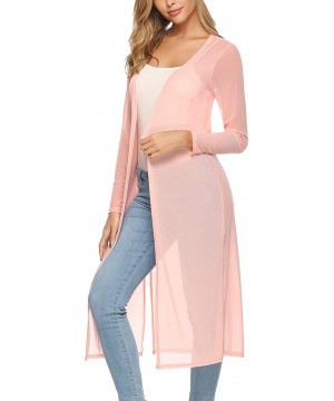 Women's Long Sleeve Cardigans Open Front Draped Kimono Loose Cardigan - Pink - CW18T7NA50R $16.10-Cover-Ups