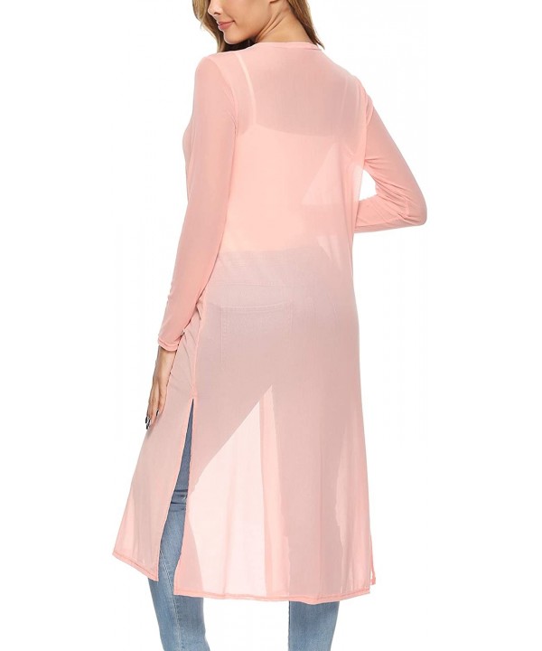 Women's Long Sleeve Cardigans Open Front Draped Kimono Loose Cardigan - Pink - CW18T7NA50R $16.10-Cover-Ups