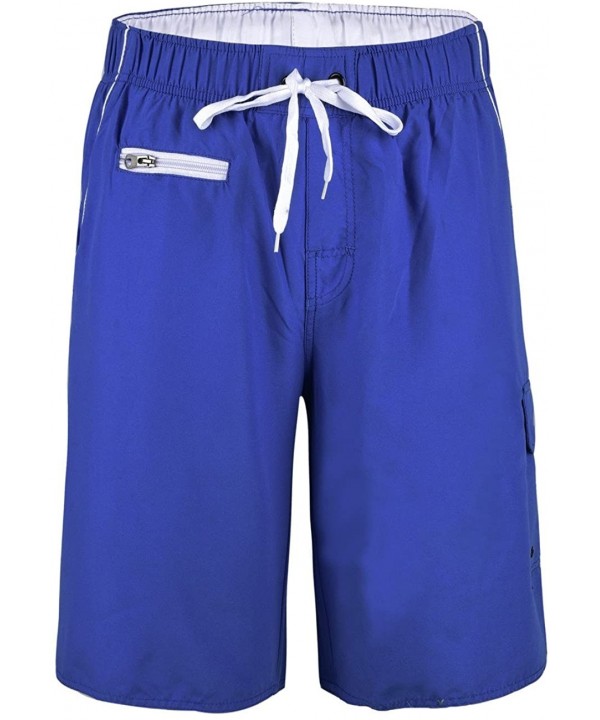 Men's Beachwear Swim Trunks Quick Dry Zipper Pockets with Lining - Sky Blue - CF183L3CSLS $19.76-Board Shorts