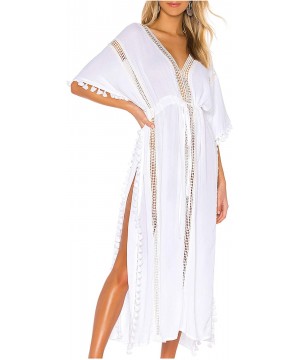 Womens Conservative Bikini Cover Up Beach Kimono Coverups Robe Pringting Covers 1 Color Brown Hollow Out White 60 - C7194KTGI...