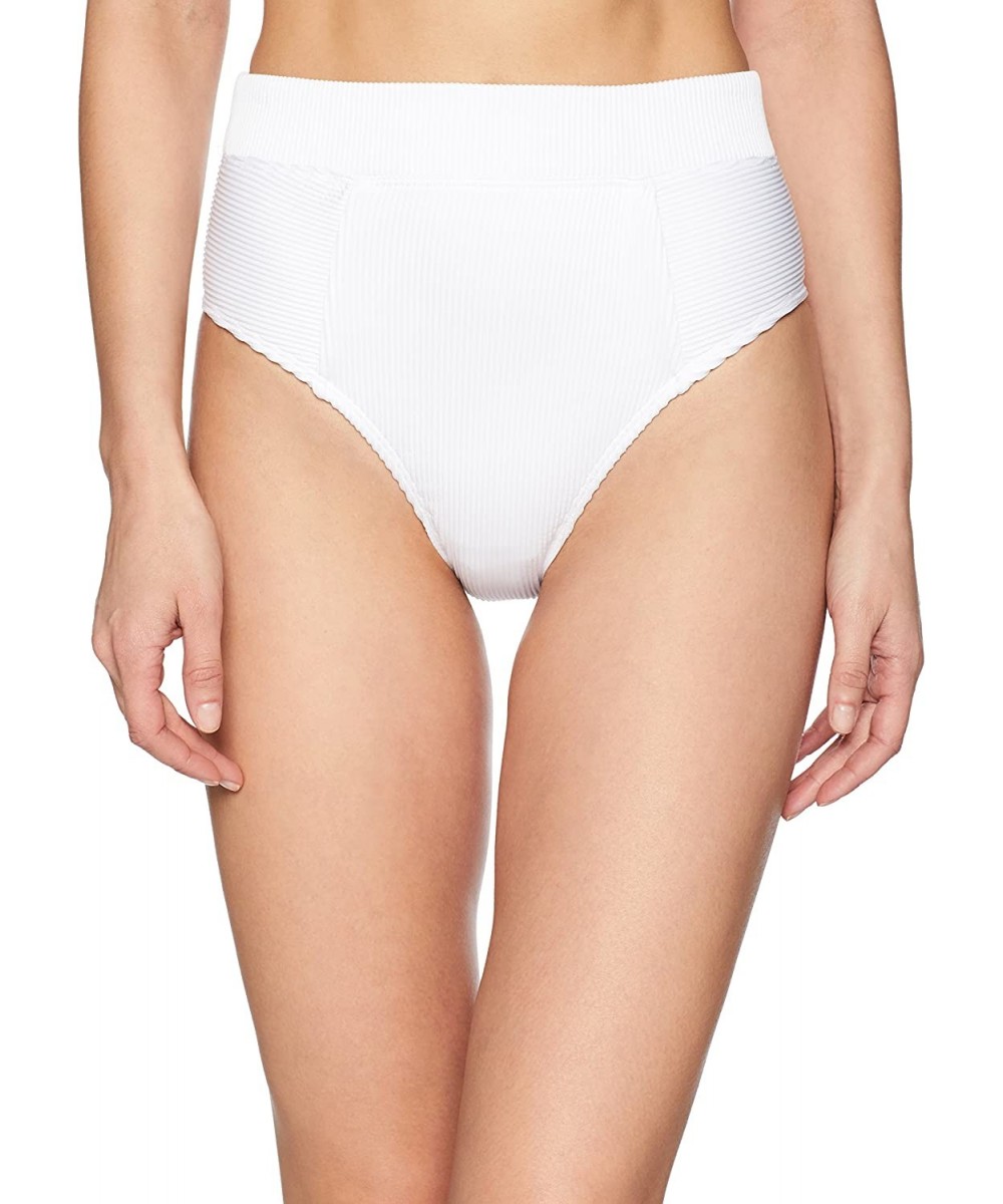 Women's Leg High Waist Bikini Swimsuit Bottom - White - CA189IS8WKY $19.51-Bottoms