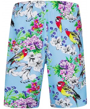 Men's Quick Dry Swim Trunks Long Palm Beach Board Shorts Bathing Suit - Q-blue Floral - CV1985C23SY $7.95-Board Shorts