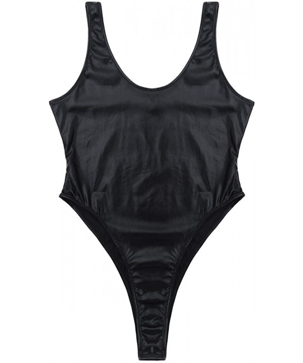 Women's Spectrum Holographic High Cut Thong Leotard Bodysuit One-Piece Swimwear Swimsuits - Black - C918S3L8AYM $19.02-One-Pi...