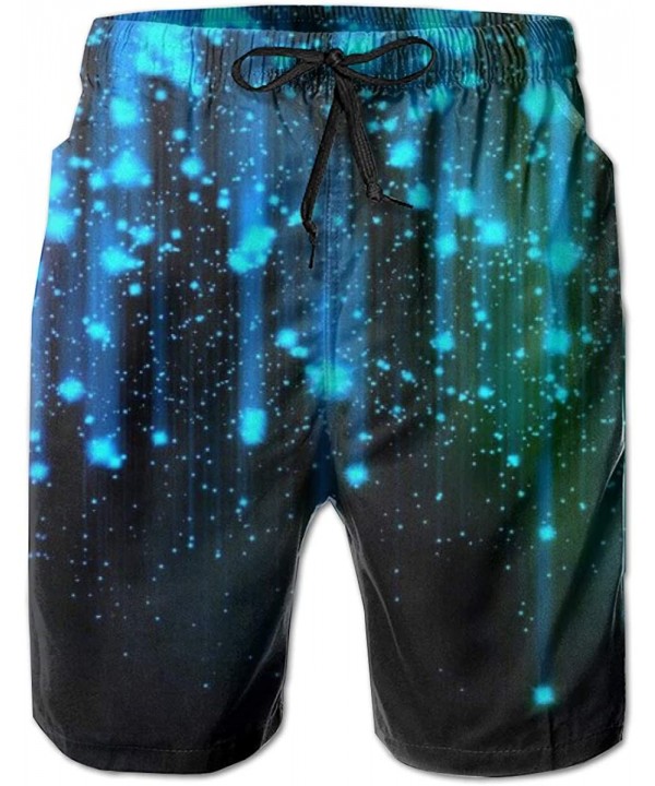 Men Beach Board Shorts Surfing Swimwear Swim Trunks (Black and White Cactus Grey) - Black and Blue Neon Lights - CK18RS30U92 ...