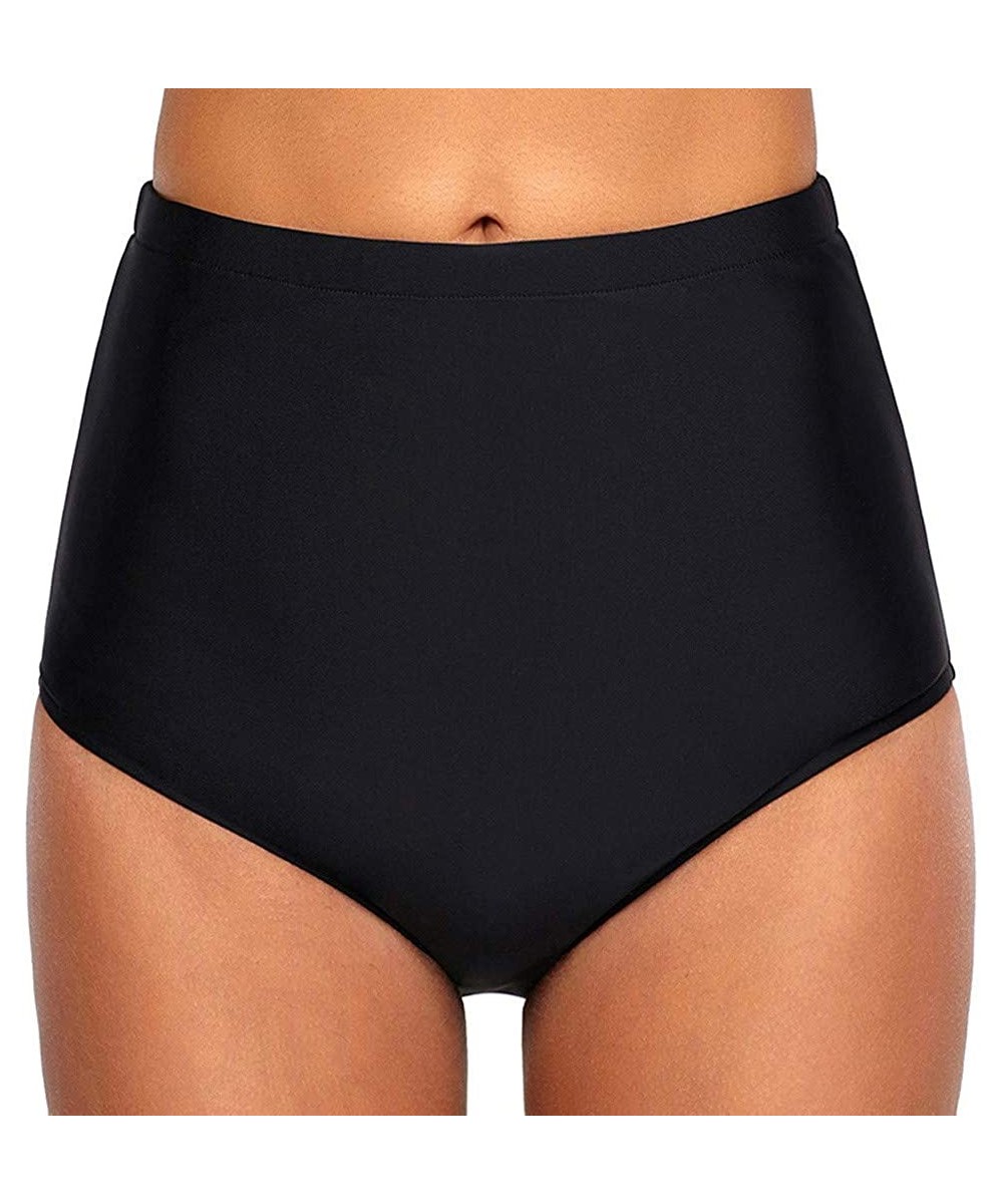 Womens Bikini Panty Briefs High Waisted Bikini Swim Pants Shorts Bottom Swimsuit Swimwear Solid Bathing Suit Black - CJ1966YG...