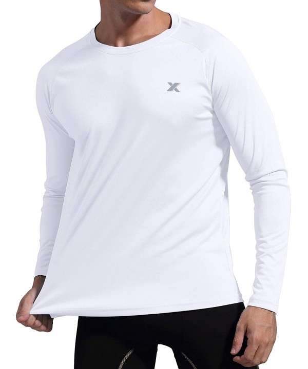 Men's UPF 50+ UV Shirt Long Sleeve Performance Outdoor Rash Guard T-Shirt for Fishing Hiking Running - White（with Thumbhole) ...