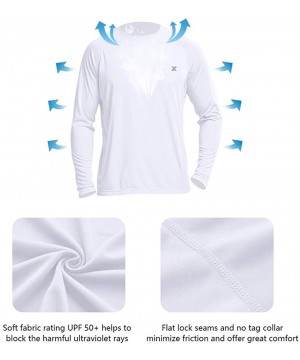 Men's UPF 50+ UV Shirt Long Sleeve Performance Outdoor Rash Guard T-Shirt for Fishing Hiking Running - White（with Thumbhole) ...