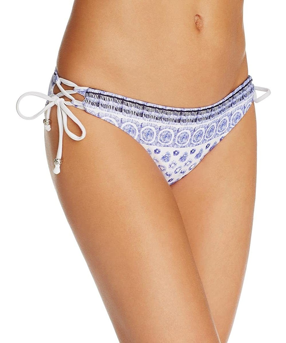 Women's Batik Lace Up Bikini Bottom - Marine Blue/Multi - C312O16FNAG $19.95-Bottoms