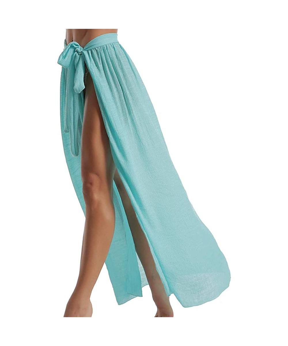 Women's Swimsuit Cover Up Sarong Bikini Swimwear Beach Cover-ups Wrap Skirt - Sky Blue - CZ193H8KYU5 $11.02-Cover-Ups