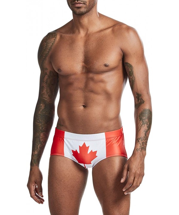 Mens Low Rise Flag Sexy Boxer Brief Trunks Swimwear - 00802 Ca - CA198RRG0WQ $19.44-Briefs