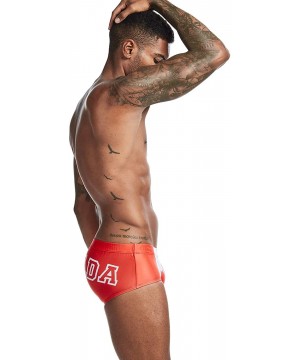 Mens Low Rise Flag Sexy Boxer Brief Trunks Swimwear - 00802 Ca - CA198RRG0WQ $19.44-Briefs