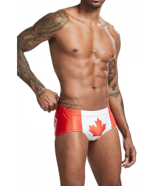 Mens Low Rise Flag Sexy Boxer Brief Trunks Swimwear - 00802 Ca - CA198RRG0WQ $19.44-Briefs