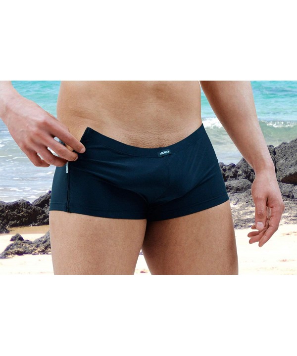 Sexy Men' Side Zip Swimsuit- Sexy Mens Swimwear - Black - CQ11KK6BBDB $18.22-Briefs