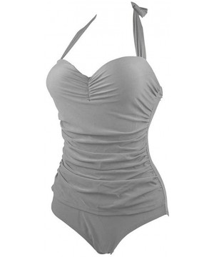 Swimwear for Women Push Up Bandage Swimsuit Padded One Piece Bathing Suit Bikini Set - Gray - C518T20786R $17.98-One-Pieces