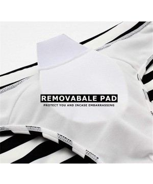 Men's Swim Boxer Briefs Swim Shorts Printed Quick Dry Swimsuit - Black Strips - CS18NHUGEWL $20.69-Briefs