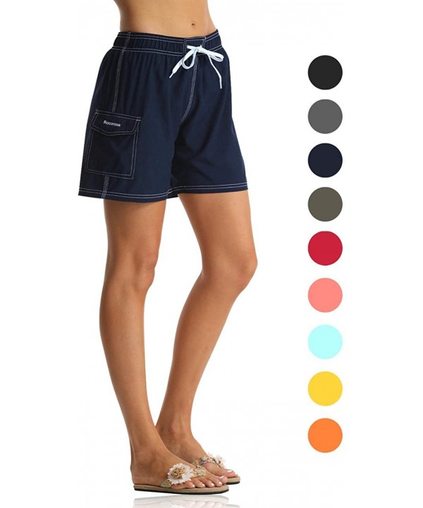 Women's Board Shorts Quick Dry Drawstring Sports Summer Bottom Swim Shorts with Pocket - 26150 Navy - CQ18SM3A8R6 $21.50-Boar...