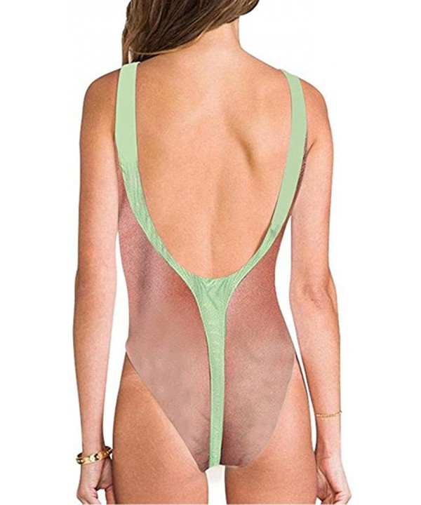 Sexy Women's Monokini High Cut Funny Beach Bikini Set Swimwear Bathing Suit - Chest Hair - CY18DHRTGCX $11.77-Sets