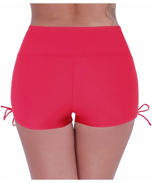 Women's Swim Brief Beach Boy Shorts Swimwear with Adjustable Ties - Red - C317YZNY24G $14.07-Tankinis