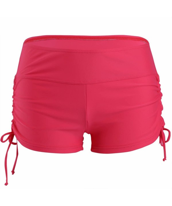 Women's Swim Brief Beach Boy Shorts Swimwear with Adjustable Ties - Red - C317YZNY24G $14.07-Tankinis