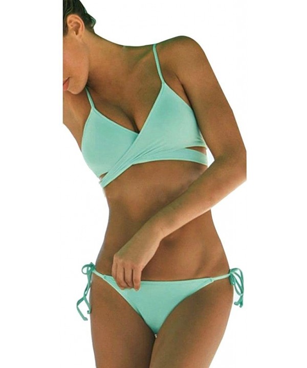 Women's Push Up Padded Bra Bandage Bikini Set Swimsuit Bathing Suit - Green - CC189L5LGC4 $8.94-Sets