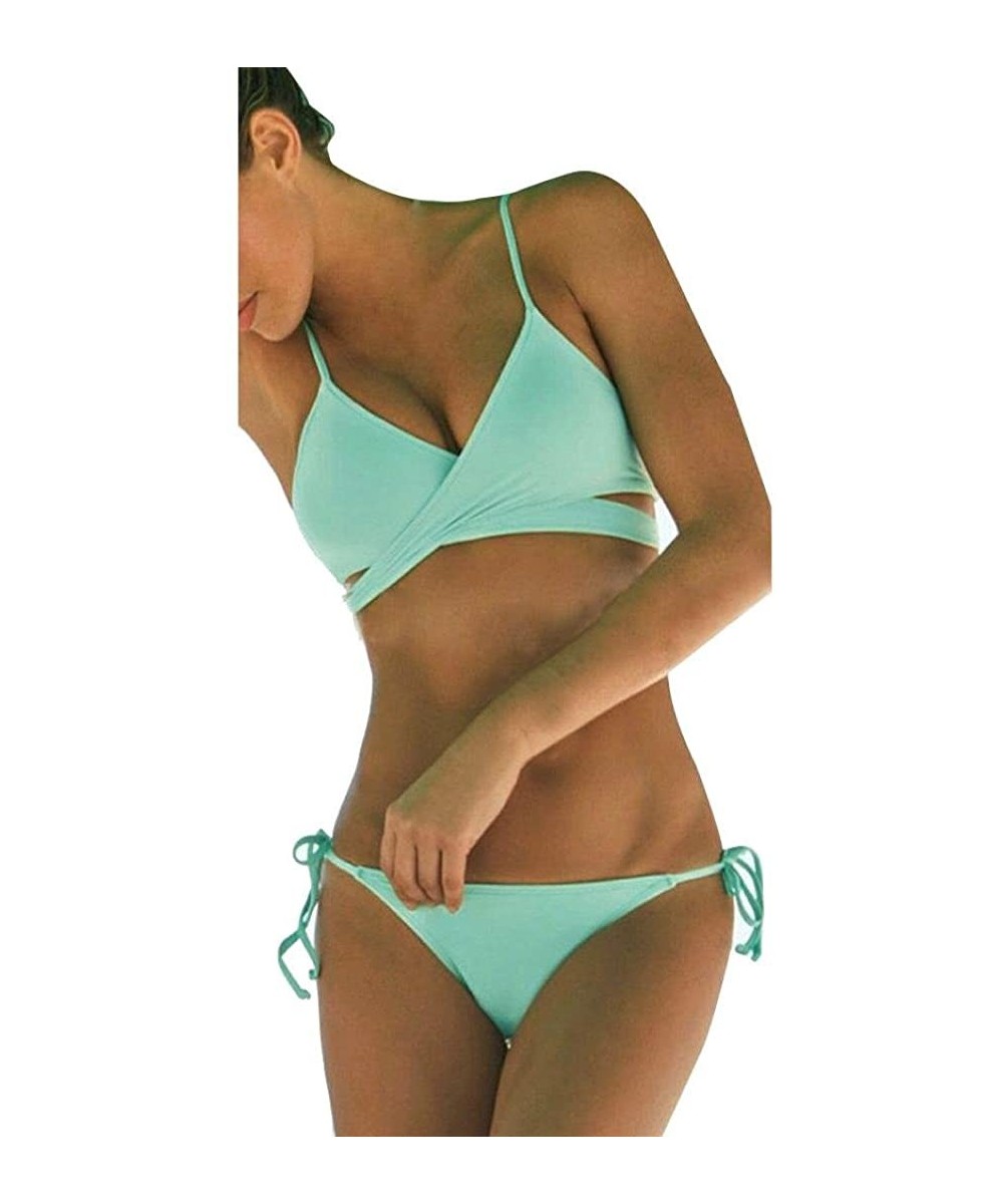 Women's Push Up Padded Bra Bandage Bikini Set Swimsuit Bathing Suit - Green - CC189L5LGC4 $8.94-Sets