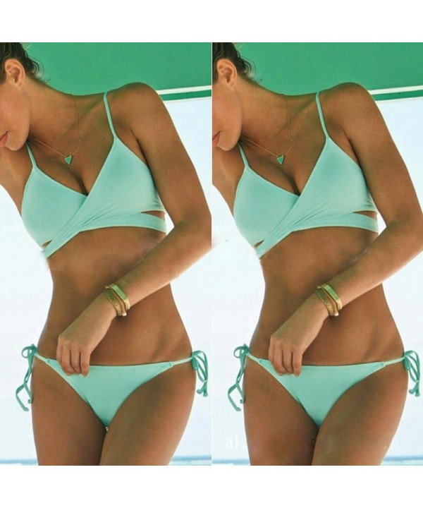 Women's Push Up Padded Bra Bandage Bikini Set Swimsuit Bathing Suit - Green - CC189L5LGC4 $8.94-Sets