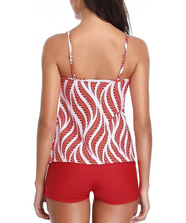 Teen Girls Printed Two Piece Tankini Bikini Set with Boy Shorts Bathing Suits Swimwear - E1 - CO196XRQ3KS $14.93-Tankinis