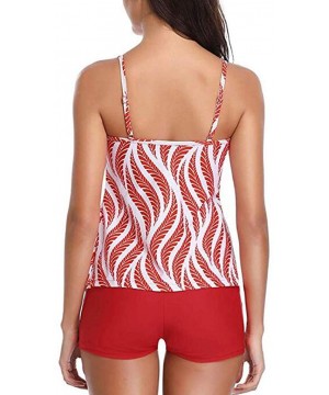 Teen Girls Printed Two Piece Tankini Bikini Set with Boy Shorts Bathing Suits Swimwear - E1 - CO196XRQ3KS $14.93-Tankinis