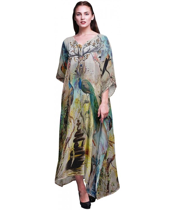 Ladies Plus Size Kaftan Summer Wear Beach Coverup Kimono Caftan - Medium Yellow - C818RDEMD49 $40.44-Cover-Ups