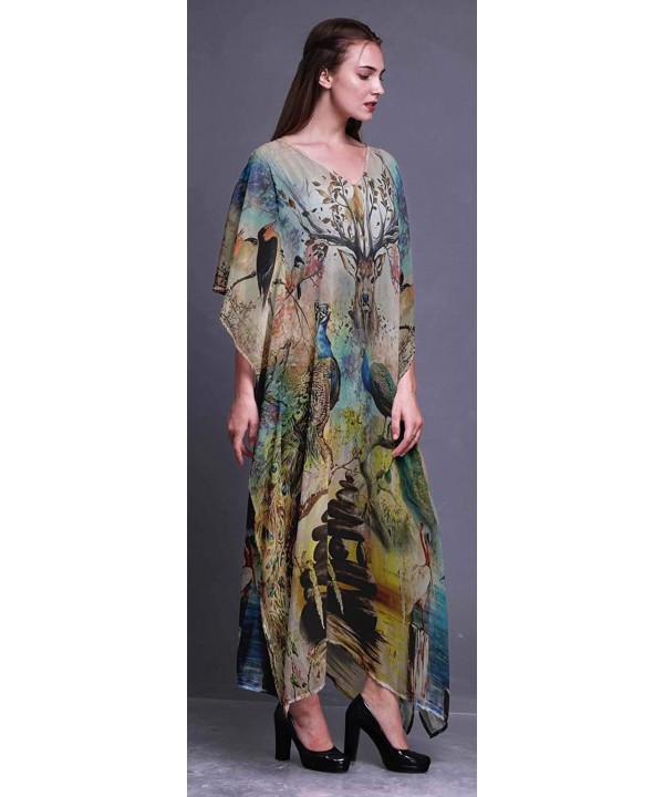 Ladies Plus Size Kaftan Summer Wear Beach Coverup Kimono Caftan - Medium Yellow - C818RDEMD49 $40.44-Cover-Ups