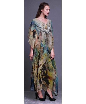 Ladies Plus Size Kaftan Summer Wear Beach Coverup Kimono Caftan - Medium Yellow - C818RDEMD49 $40.44-Cover-Ups