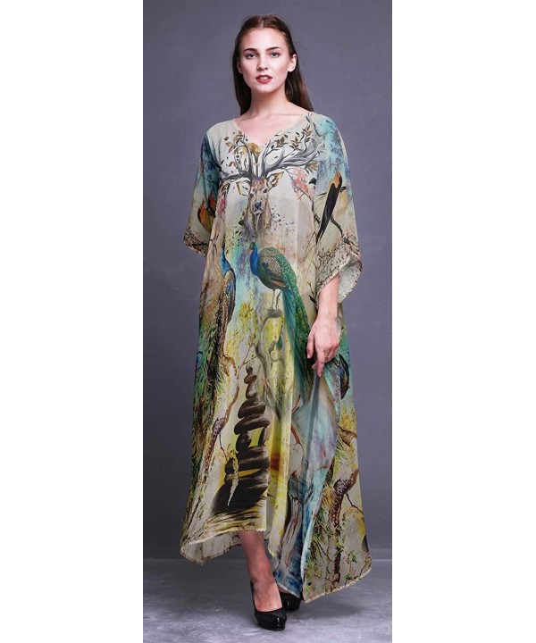 Ladies Plus Size Kaftan Summer Wear Beach Coverup Kimono Caftan - Medium Yellow - C818RDEMD49 $40.44-Cover-Ups