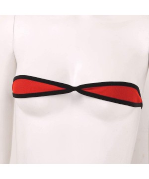 Womens Self-tie Bandeau Tube Bra Top with G-String Micro Bikini Lingerie Swimwear - Red 2 - C919CCZC3I7 $8.99-Sets