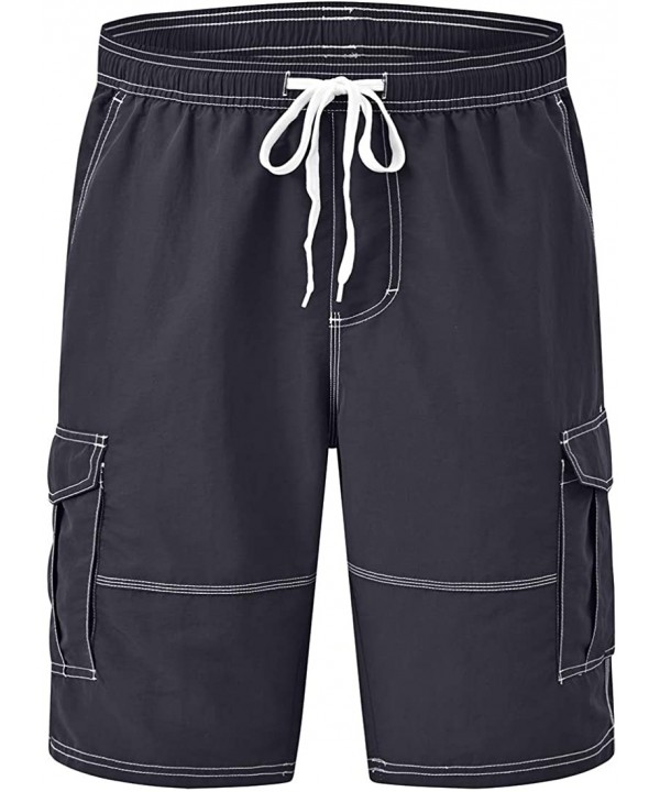 Men's Swim Trunks with Mesh Lining Quick Dry Board Shorts Beach Bathing Shorts - Dark Grey - CG196R4GTD0 $11.13-Board Shorts