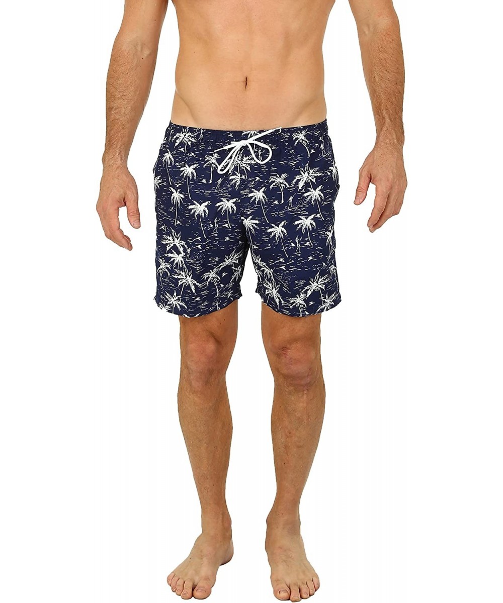 Men's Swim Shorts Dry Fast Microfiber Trunks Surf - Navy - CH11ZIJKY83 $13.07-Trunks