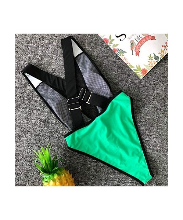 2019 Women Jumpsuit Push-Up Padded Bra Sport Beach Bikini One Piece Sexy Swimwear - Green - C918N6MSLOM $13.51-One-Pieces