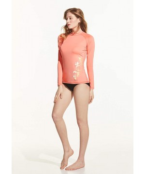 Women's UPF 50+ Rash Guard Long Sleeve- UV/Sun Protection Swim Shirts- Water Beach Surf Swimsuit Top - Henna Print(fsr29) - C...