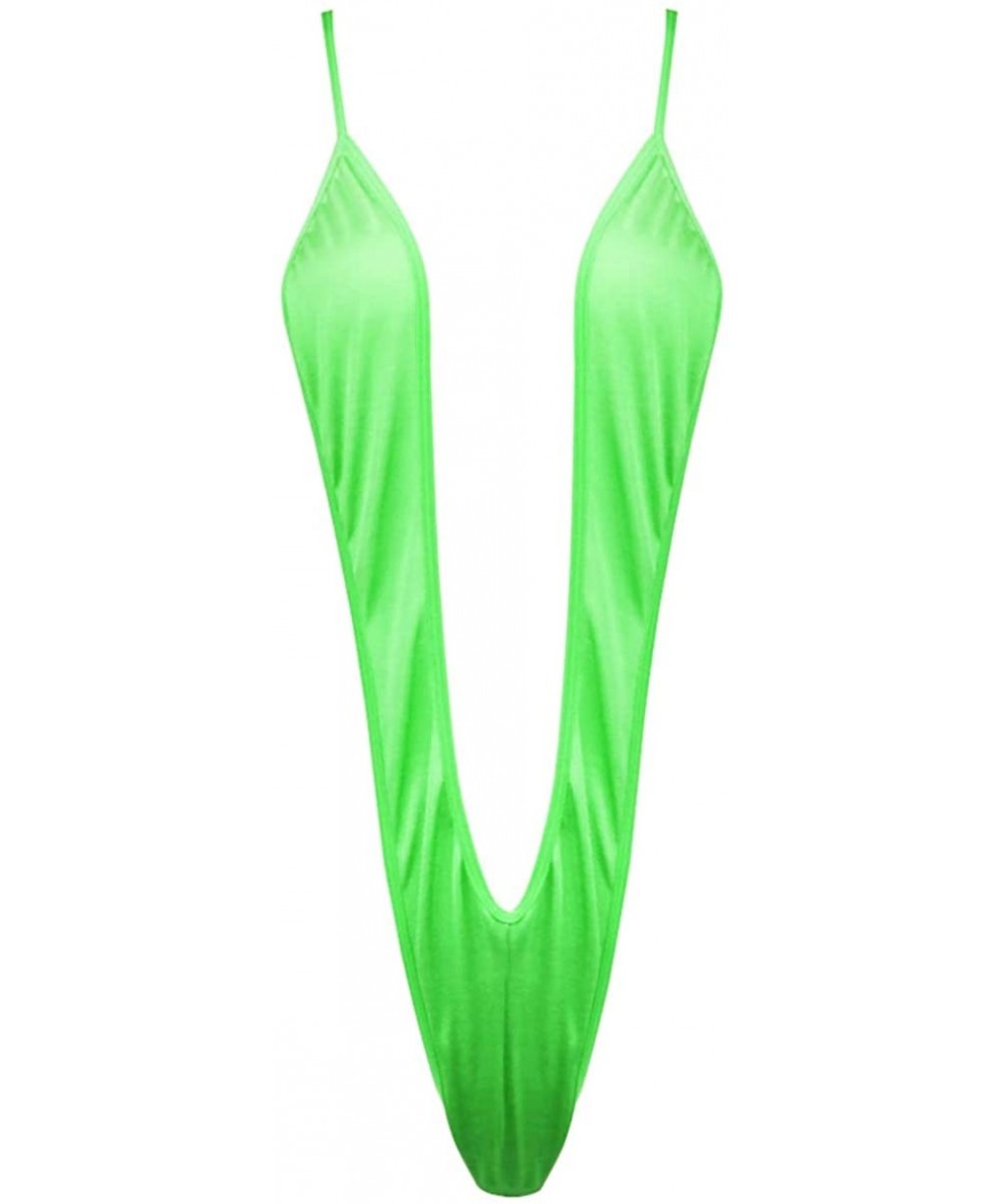 Womens Sexy Mini Sling Shot Monokini Swimwear Micro G-String Thong Lingerie Underwear - Green - CG19CLZUIYR $9.92-One-Pieces