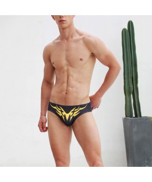 Mens Sexy Swim Briefs Square Leg Swimsuit Swimwear with Pad - Black - CW194UIK28I $17.54-Tankinis