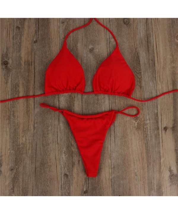 Swimwear for Womens- Summer Beach Bandeau Bandage Set Push-Up Brazilian Beachwear Tankini Bikini - Red - C418O2I74A5 $10.75-Sets