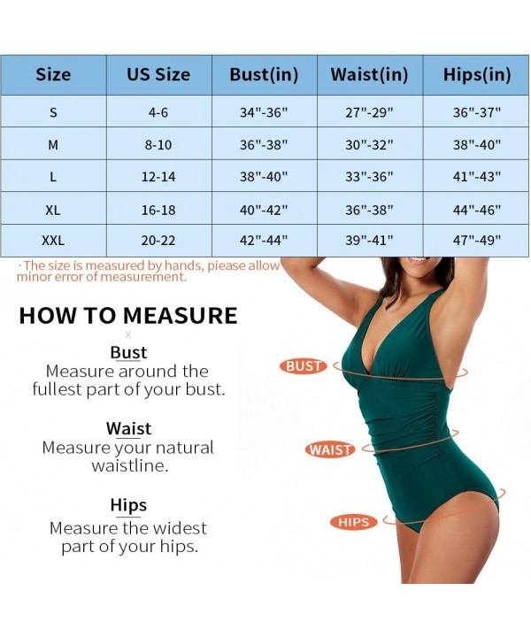 Tummy Control Swimsuits for Women One Piece Ruched Swimming Bathing Suits Deep V Neck Sexy Plunge Swimwear Monokini - Olive G...