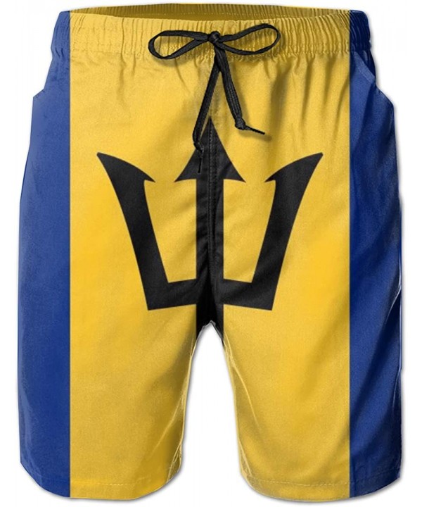 Men Cool Half Pants Beach Shorts Quick Dry Swim Trunks - Nostalgic Strong Man Tattoos - Barbados Flag - C718WW2H9DR $19.44-Bo...