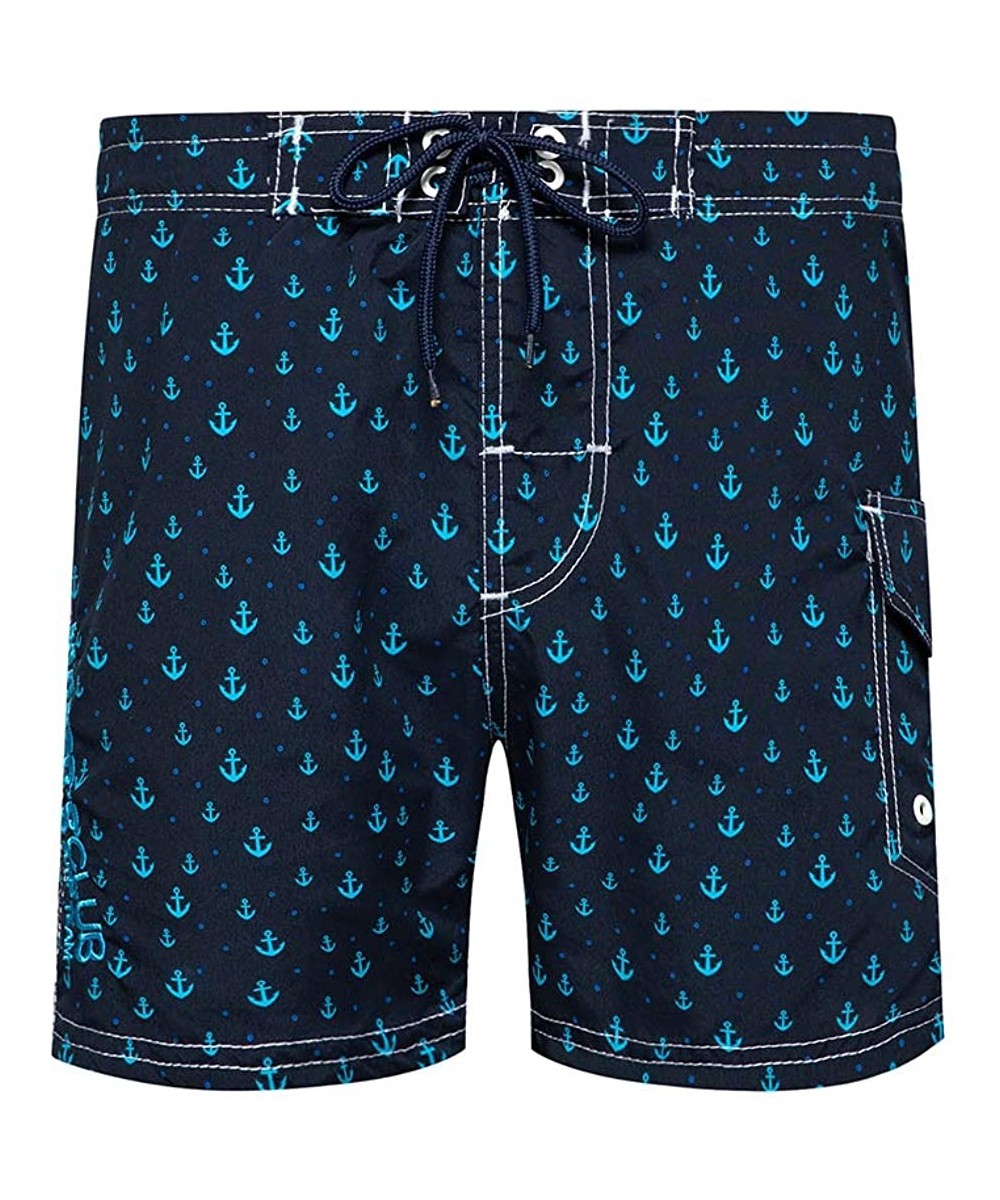 Mens Swim Trunks Quick Dry Funny Shorts with Mesh Lining Swimwear Bathing Suits - 153k-navy - CW190G07CXS $28.47-Trunks