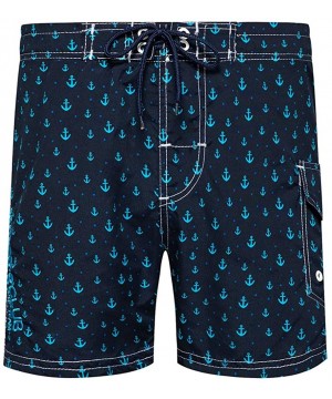 Mens Swim Trunks Quick Dry Funny Shorts with Mesh Lining Swimwear Bathing Suits - 153k-navy - CW190G07CXS $28.47-Trunks