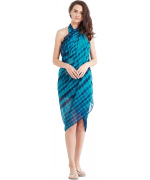 Women's Beach Wear Wrap Sarong Pareo Swimsuit Cover Up (S1-with Color Option) - Turquoise & Blue - CE189S2EGAY $13.73-Cover-Ups